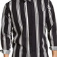 Camisa social masculina listrada com gola clássica e ajuste fino, preta, tamanho XX-G