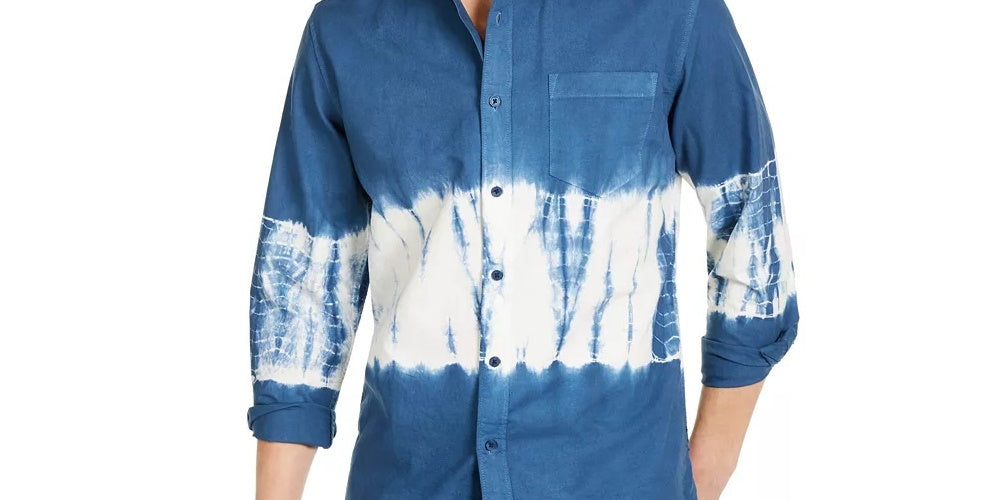 Camisa masculina tie-dye Horizon da Sun + Stone, tamanho grande, azul-marinho