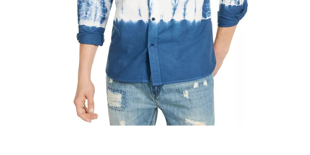 Camisa masculina tie-dye Horizon da Sun + Stone, tamanho grande, azul-marinho