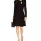 Vestido suéter feminino com gola assimétrica da INC International Concepts, preto, tamanho médio