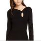 Vestido suéter feminino com gola assimétrica da INC International Concepts, preto, tamanho médio
