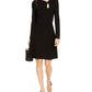 Vestido suéter feminino com gola assimétrica da INC International Concepts, preto, tamanho extragrande