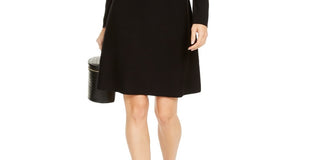 Vestido suéter feminino com gola assimétrica da INC International Concepts, preto, tamanho extragrande