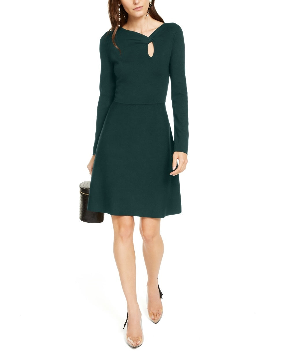 Vestido suéter feminino com gola assimétrica da INC International Concepts, verde, tamanho extragrande