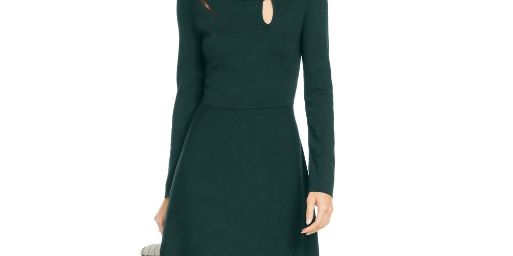 Vestido suéter feminino com gola assimétrica da INC International Concepts, verde, tamanho extragrande