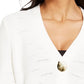 Cardigan feminino JM Collection com dois botões, branco, tamanho grande