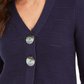 Cardigan feminino com botões e estampa de letras da coleção JM, azul, tamanho pequeno GG
