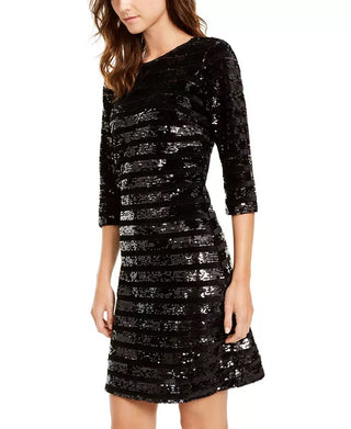 Vestido tubinho de veludo com lantejoulas e lantejoulas feminino da INC International Concepts, preto, tamanho médio