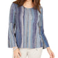 Blusa listrada de manga sino feminina Style &amp; Co, roxa, tamanho grande
