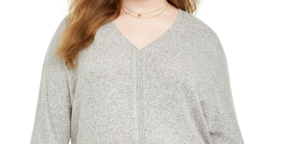 Suéter feminino plus size com amarração na barra, cinza, tamanho 1X, da Style &amp; Co