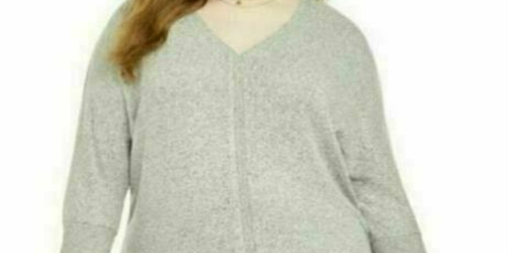 Suéter feminino com bainha amarrada, estilo &amp; co, cinza, tamanho 3X