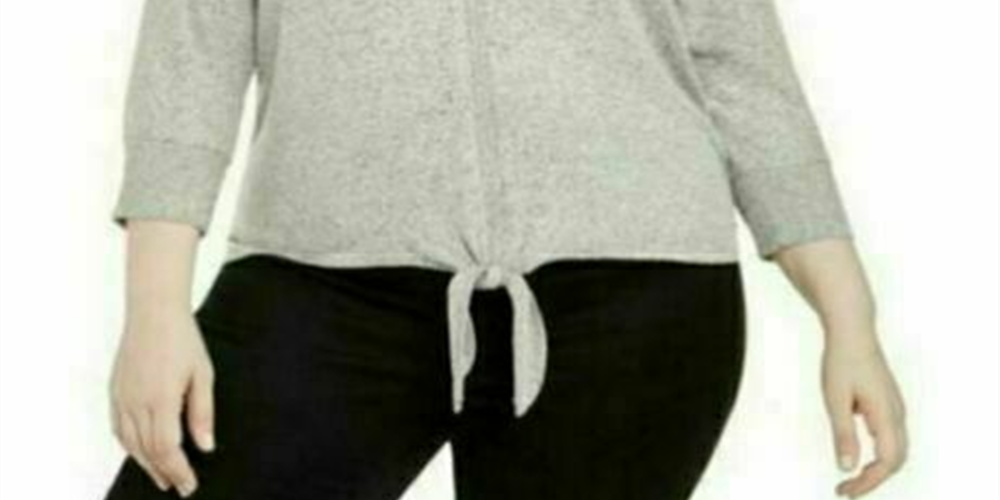 Suéter feminino com bainha amarrada, estilo &amp; co, cinza, tamanho 3X