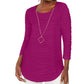 JM Collection Blusa de malha texturizada ondulada feminina rosa tamanho XX-G