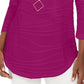 JM Collection Blusa de malha texturizada ondulada feminina rosa tamanho XX-G