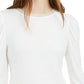 Blusa feminina Bar III com manga bufante e acabamento em malha, branca, tamanho pequeno
