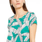 Camiseta Feminina Estampada Alfani Verde Tamanho P