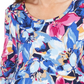 Camiseta feminina estampada Ascension Flora com manga 3/4, azul, tamanho médio, da JM Collection