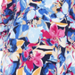 Camiseta feminina estampada Ascension Flora com manga 3/4, azul, tamanho médio, da JM Collection