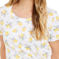 Camiseta feminina estampada com amarração lateral, tamanho pequeno, amarela, estilo &amp; co