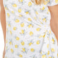 Camiseta feminina estampada com amarração lateral, tamanho pequeno, amarela, estilo &amp; co