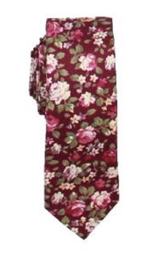 Gravata masculina Chester Floral Usi Bar III rosa tamanho regular