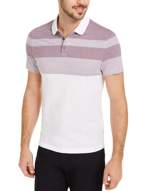 Camisa polo listrada de sarja masculina Alfani tamanho natural extragrande