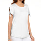 Camiseta feminina Karen Scott com manga amarrada, branca, tamanho GG
