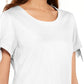 Camiseta feminina Karen Scott com manga amarrada, branca, tamanho GG