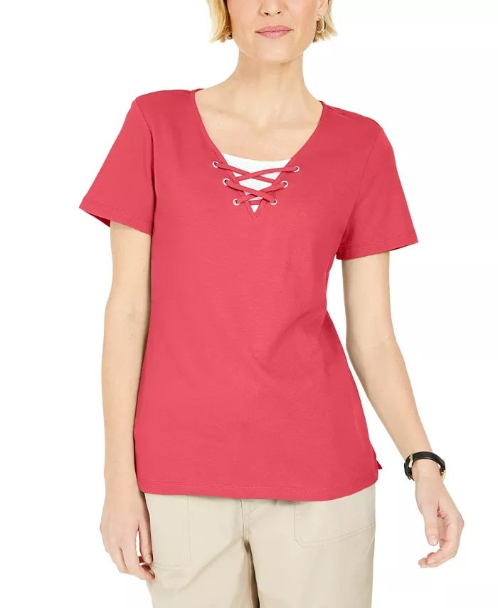 Karen Scott Top Feminino com Laço e Camadas Rosa Tamanho P