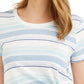 Blusa listrada com amarração lateral estilo &amp; co feminina, azul, tamanho grande