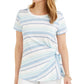 Blusa listrada com amarração lateral estilo &amp; co feminina, azul, tamanho pequeno