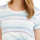 Blusa listrada com amarração lateral estilo &amp; co feminina, azul, tamanho pequeno