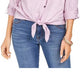 Blusa feminina com bolso e ilhós e amarração frontal, estilo &amp; co, roxa, tamanho médio