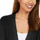 Cardigan feminino JM Collection com mangas divididas e nervuras mistas, preto, tamanho grande