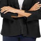 Cardigan feminino JM Collection com mangas divididas e nervuras mistas, preto, tamanho grande