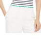 Suéter listrado de gola redonda feminino Maison Jules, branco, tamanho grande