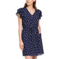 Vestido feminino estampado com mangas esvoaçantes Maison Jules, azul-marinho, tamanho médio