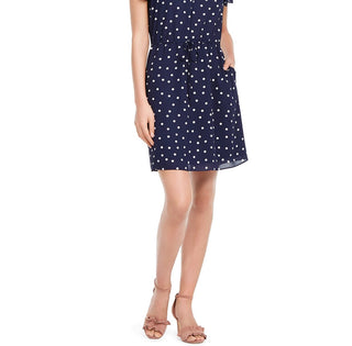 Vestido feminino estampado com mangas esvoaçantes Maison Jules, azul-marinho, tamanho médio