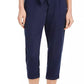 Calça cropped feminina Maison Jules azul marinho com cinto, tamanho pequeno