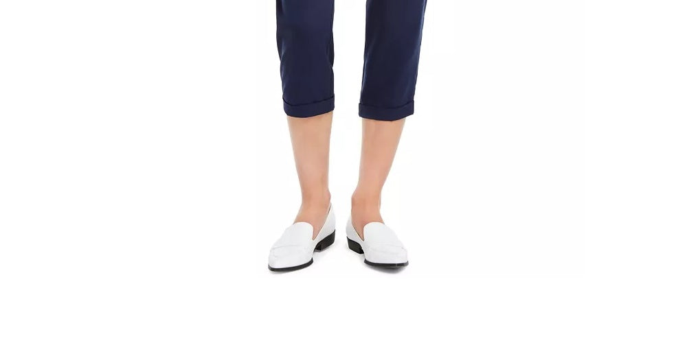 Calça cropped feminina Maison Jules azul marinho com cinto, tamanho pequeno