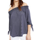 Blusa ombro a ombro feminina Maison Jules, azul marinho, tamanho pequeno