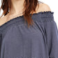 Blusa ombro a ombro feminina Maison Jules, azul marinho, tamanho pequeno