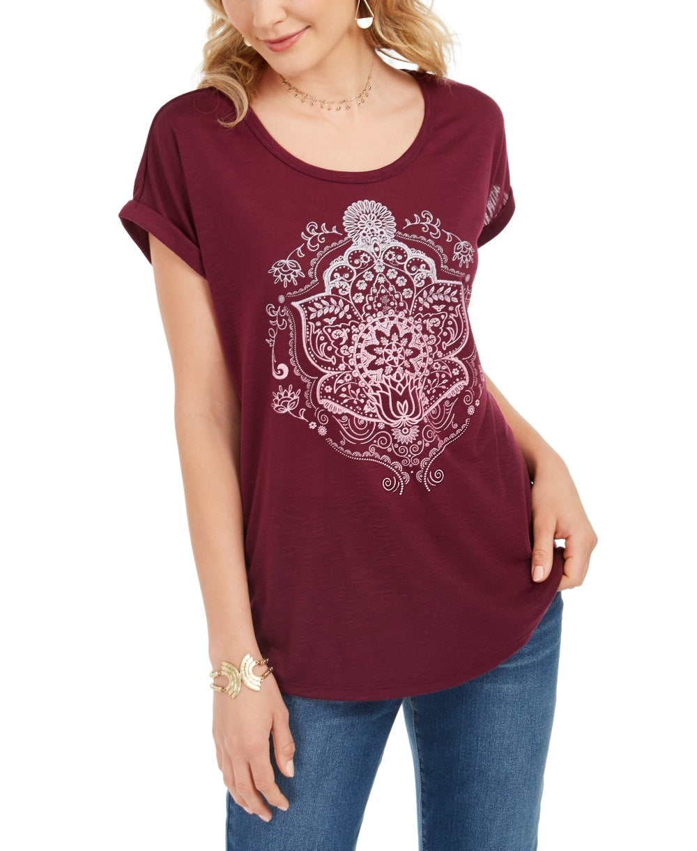 Camiseta feminina gráfica Style &amp; Co, roxa, tamanho médio