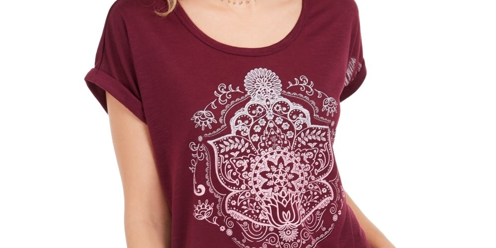 Camiseta feminina gráfica Style &amp; Co, roxa, tamanho médio