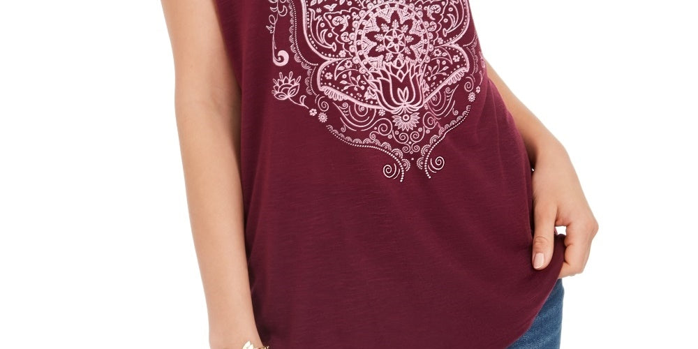 Camiseta feminina gráfica Style &amp; Co, roxa, tamanho médio