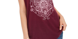 Camiseta feminina gráfica Style &amp; Co, roxa, tamanho médio