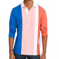 Camisa de rugby masculina com listras verticais e manga comprida, rosa, tamanho extragrande