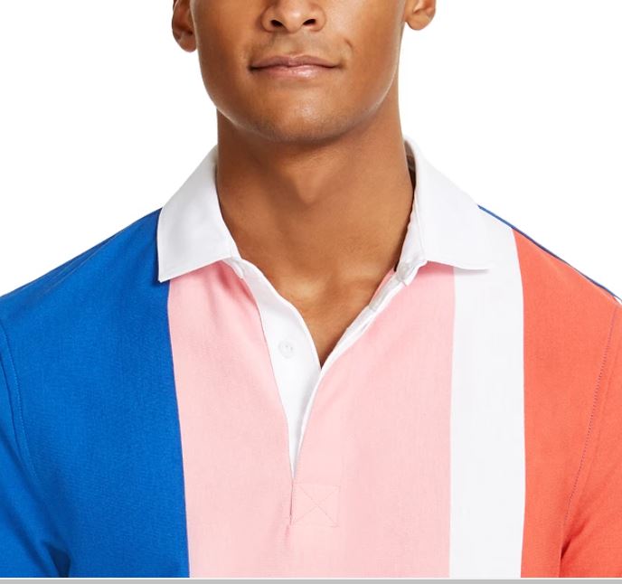 Camisa de rugby masculina com listras verticais e manga comprida, rosa, tamanho extragrande
