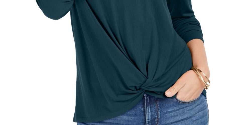 Top feminino com decote torcido na frente, verde, tamanho pequeno