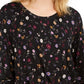 Blusa feminina com estampa floral e frente torcida, preta, tamanho extrapequeno, da Style &amp; Co